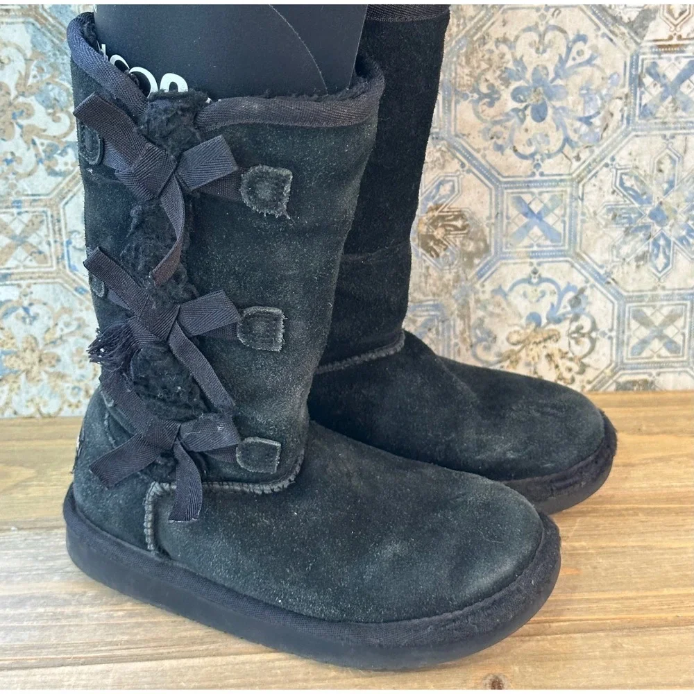 Koolaburra by UGG Bows Boots Girls Size 12 Black School Comfort